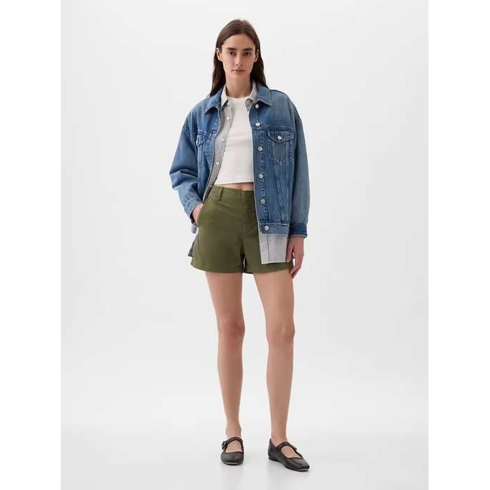 GAP Downtown Khaki Shorts Women's Size 10 Army Green Casual Cotton‎ Blend